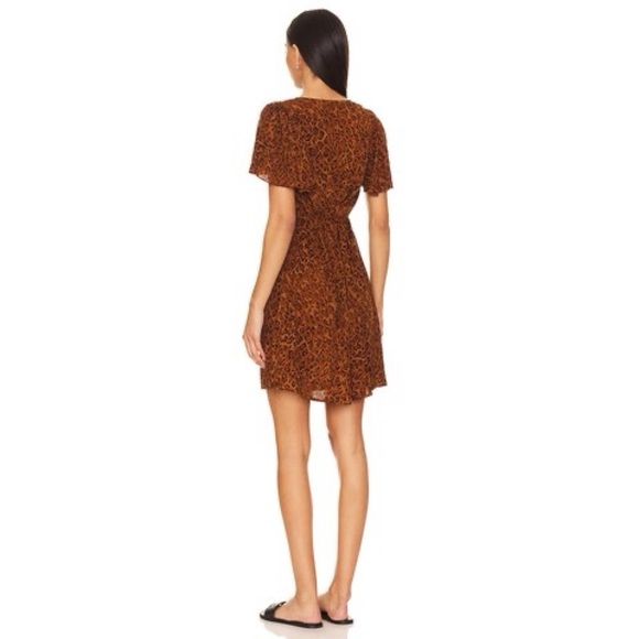 Sz L Faithfull The Brand Farida Mini Dress In Romina Crepe Leopard Print EUC - Picture 6 of 6